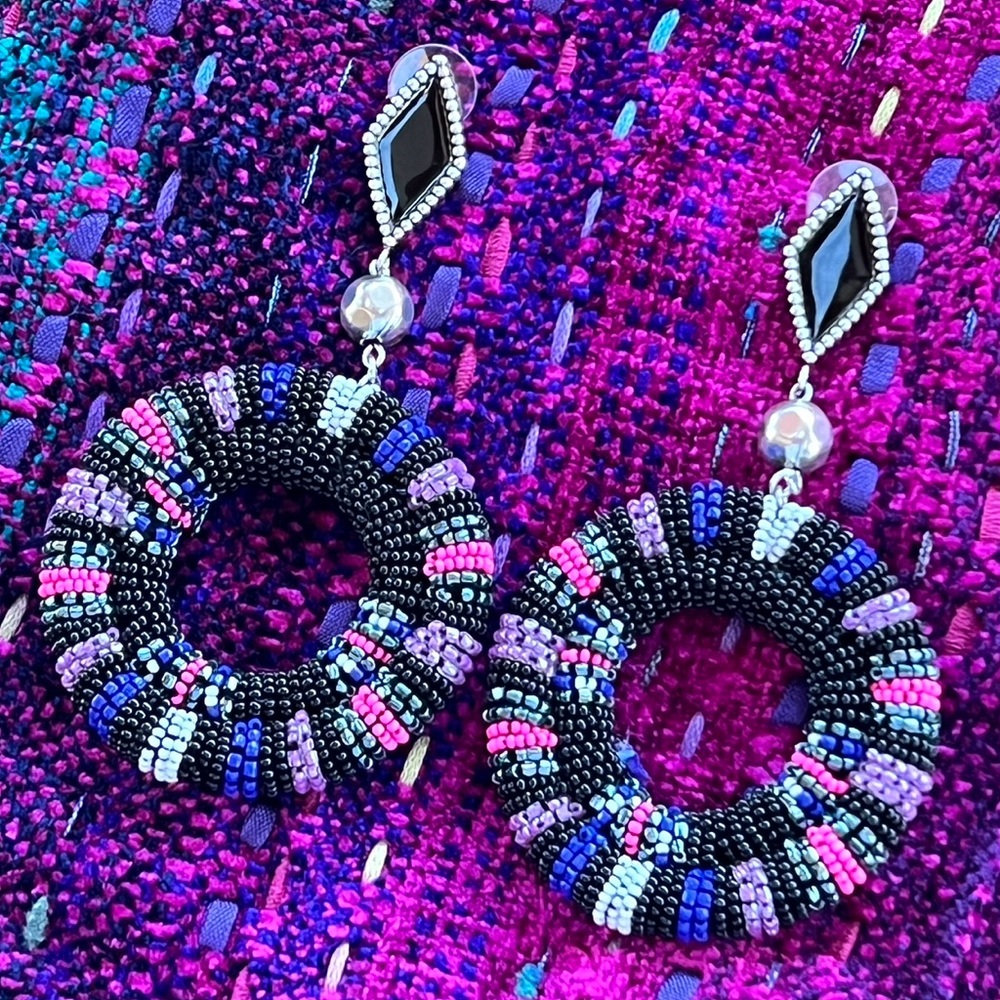 🌺🎉HP🎉🌺 NWT Isabel Marant Beaded Hoop Chandeliers - Picture 2 of 16
